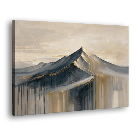 Navy Gold Abstract Painting of a Mountain Summit - Canvas Wall Art - Side