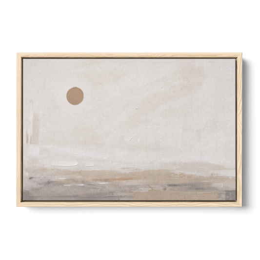 Negative Space Art with a High Clay Sun - Oak Framed Canvas Wall Art - Front