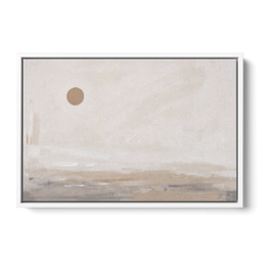 Negative Space Art with a High Clay Sun - White Framed Canvas Wall Art - Front