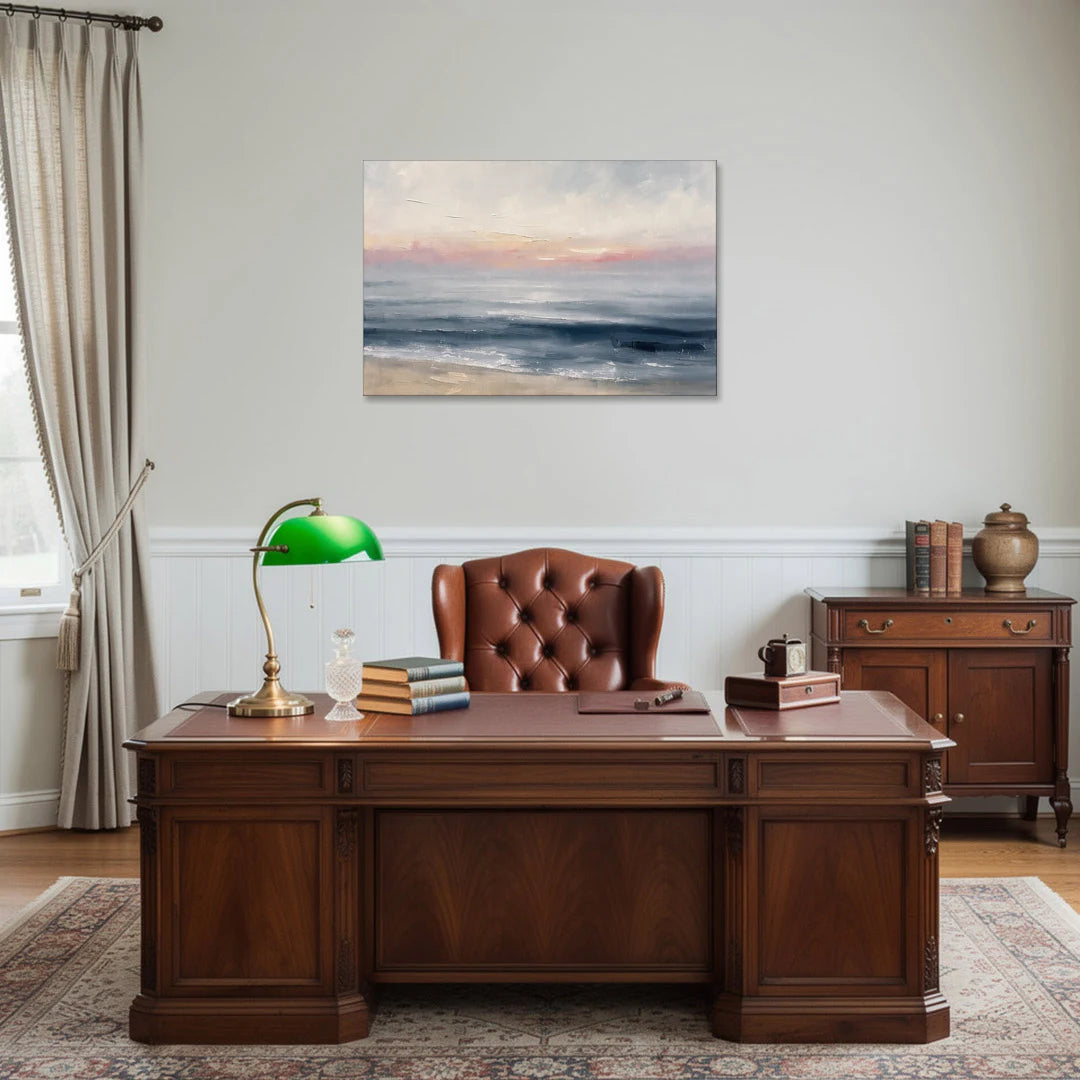 Neutral Abstract Painting of a Blush Horizon - Canvas Wall Art - Office - 36x24