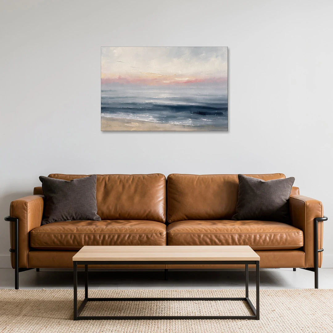 Neutral Abstract Painting of a Blush Horizon - Canvas Wall Art - Sofa - 36x24