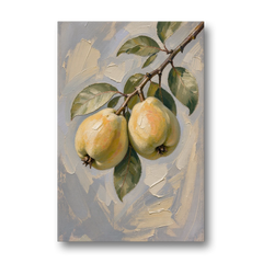 Neutral Botanical Wall Art of a Quince Branch - Canvas Wall Art - Front