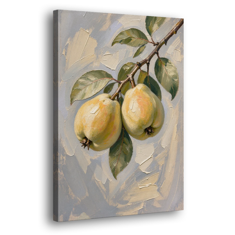 Neutral Botanical Wall Art of a Quince Branch - Canvas Wall Art - Side
