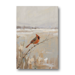 Neutral Christmas Willow Twig Cardinal - Canvas Wall Art - Front