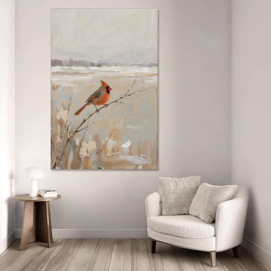 Neutral Christmas Willow Twig Cardinal - Canvas Wall Art - Sofa - 40x60