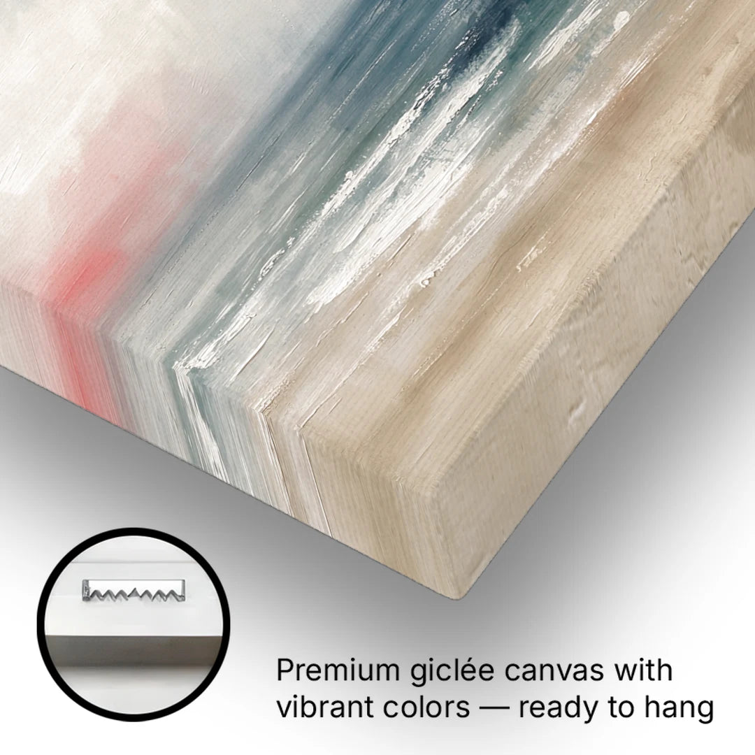 Neutral Distant Rain Squall Over a Calm Sea - Canvas Wall Art - Gallery Wrap Corner