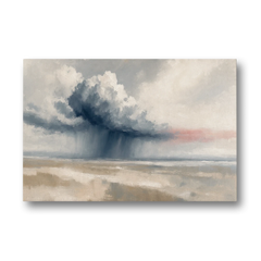 Neutral Landscape of Passing Rain Over the Plain - Canvas Wall Art - Front