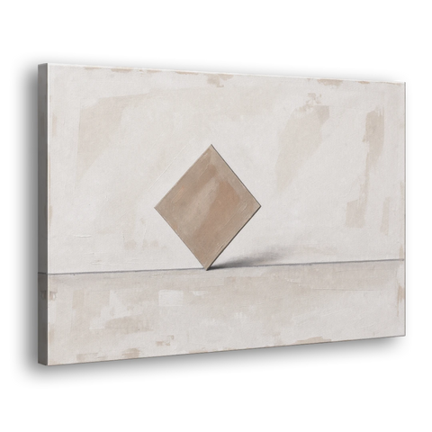 Neutral Modern Wall Art of a Balancing Square - Canvas Wall Art - Side