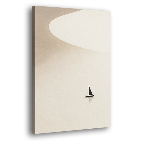 Neutral Wall Art of a Becalmed Sailboat - Canvas Wall Art - Side