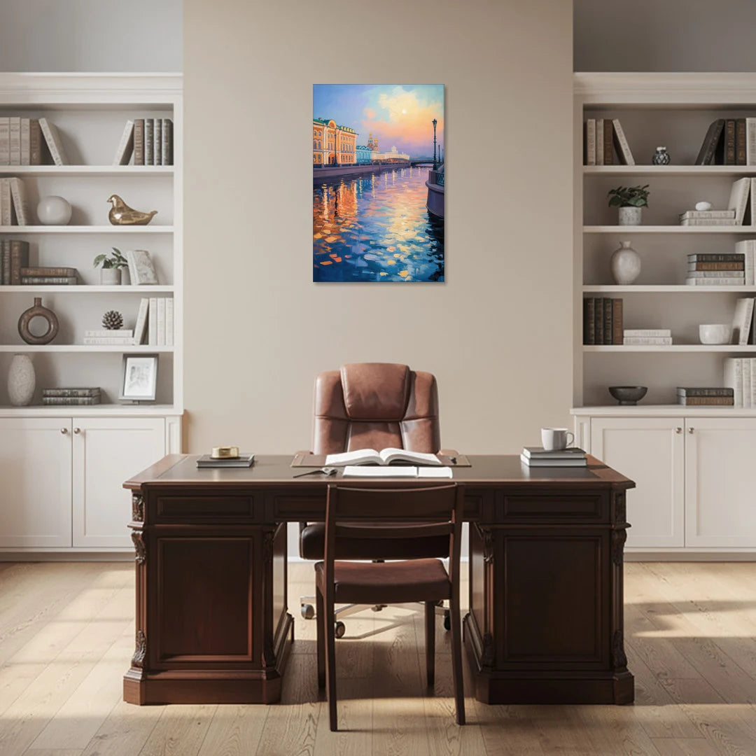Neva River Reflections - Canvas Wall Art - Office - 24x36