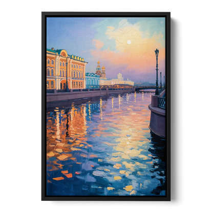 Neva River Reflections Front - Black Canvas Wall Art