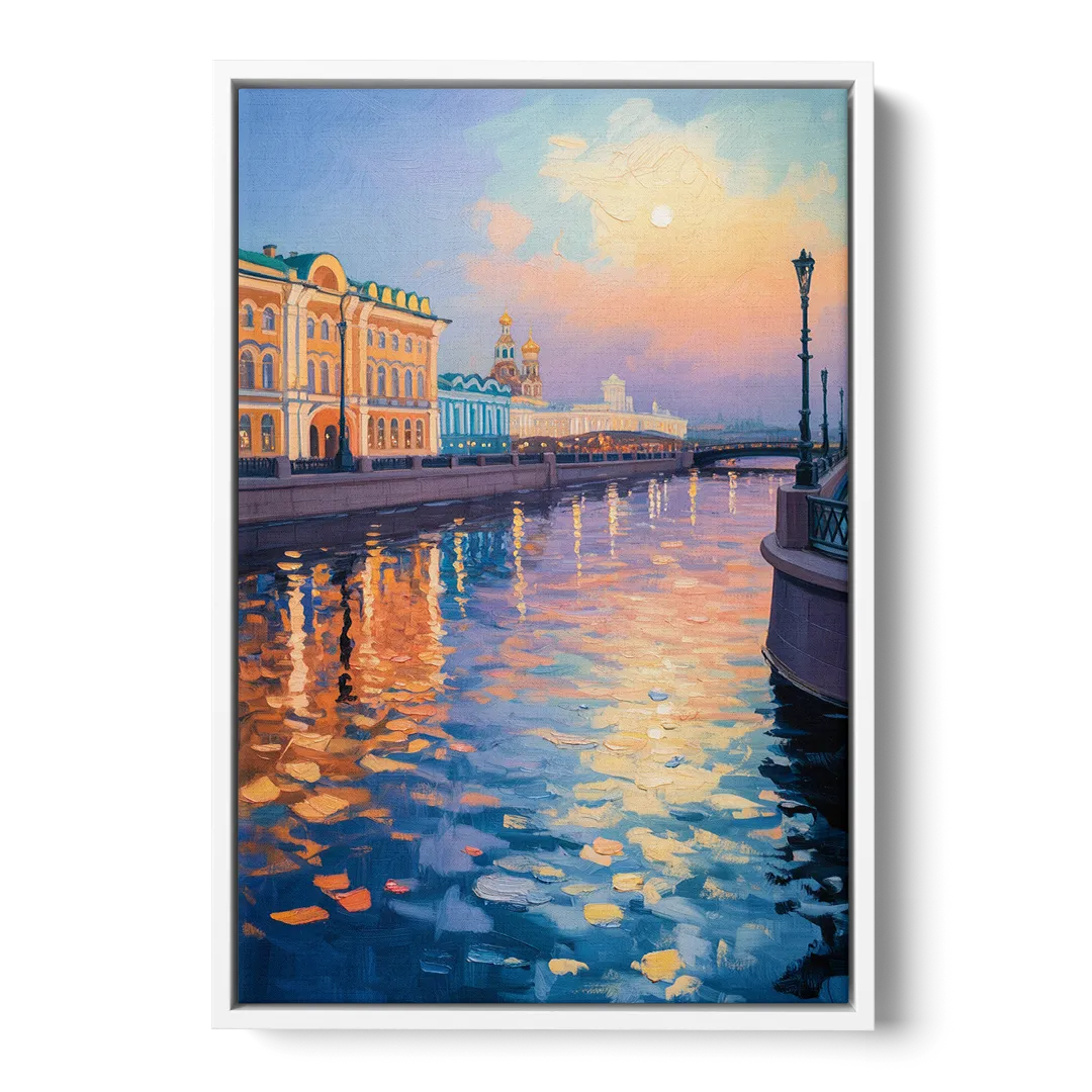 Neva River Reflections Front - White Canvas Wall Art