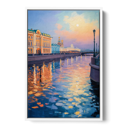 Neva River Reflections Front - White Canvas Wall Art