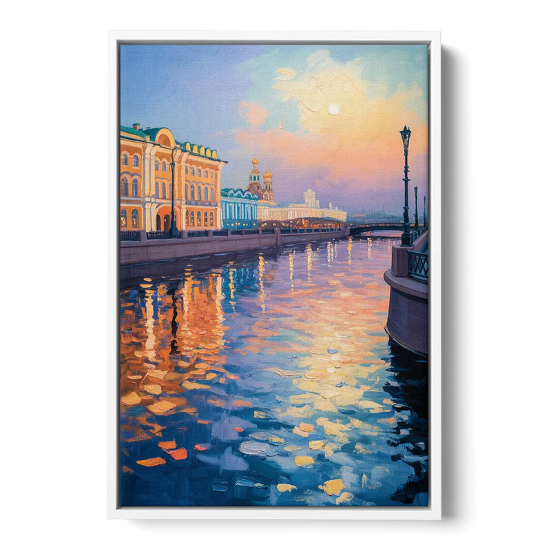 Neva River Reflections Front - White Canvas Wall Art