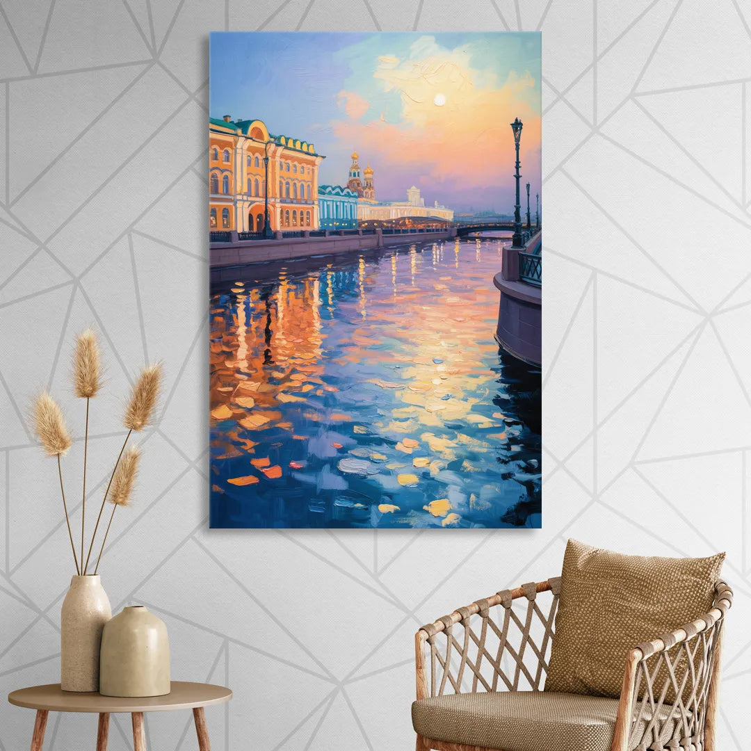 Neva River Reflections Sitting Room - Canvas Wall Art