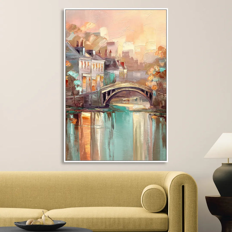 New Hope Artistic Skyline Sitting Room - White Canvas Wall Art