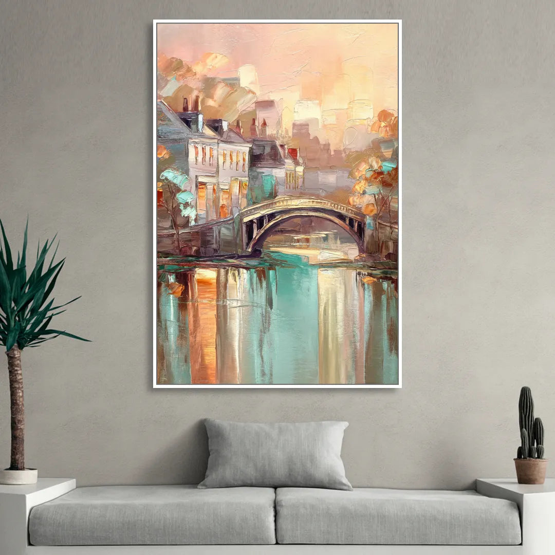 New Hope Artistic Skyline Living Room - White Canvas Wall Art