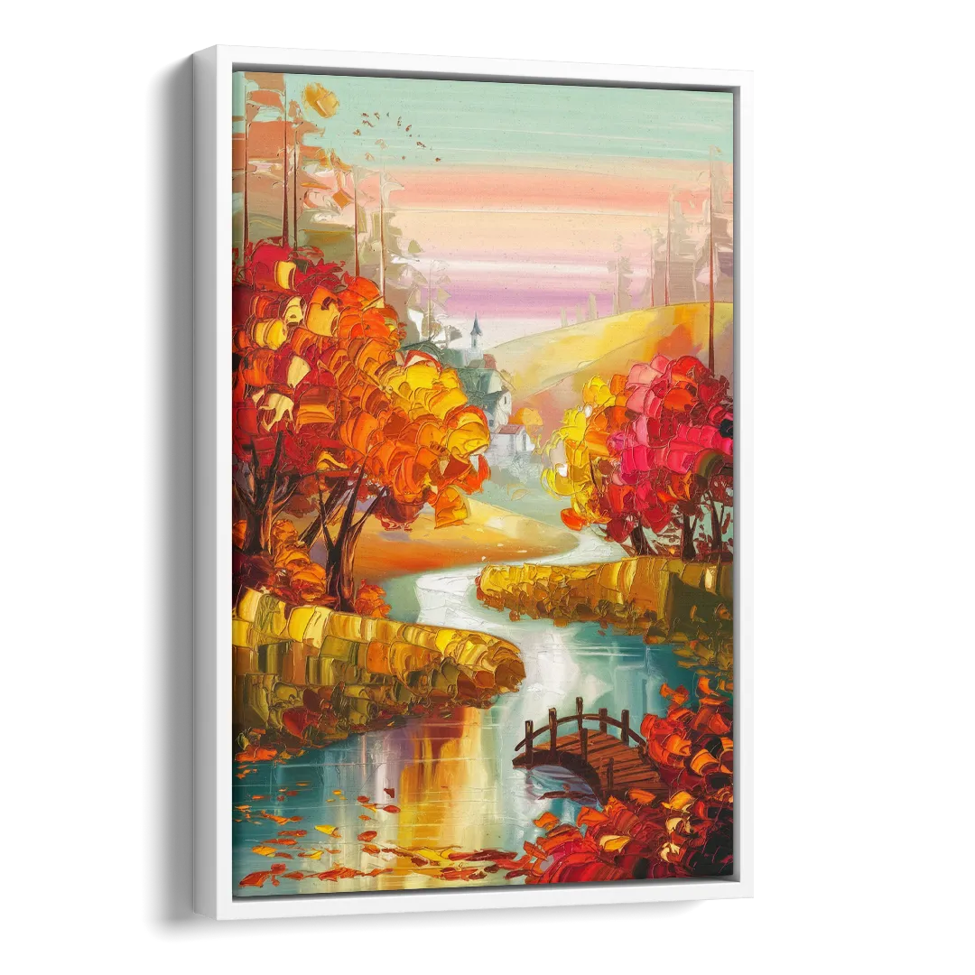 New Hope Autumn Landscape Side - White Canvas Wall Art
