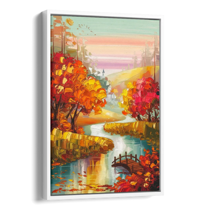 New Hope Autumn Landscape Side - White Canvas Wall Art