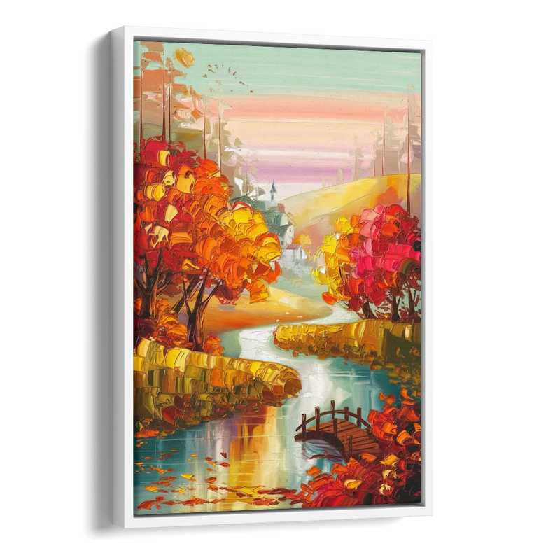 New Hope Autumn Landscape Side - White Canvas Wall Art