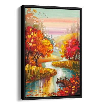 New Hope Autumn Landscape Side - Black Canvas Wall Art