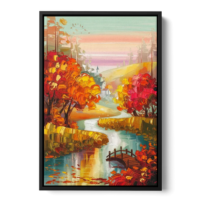 New Hope Autumn Landscape Front - Black Canvas Wall Art