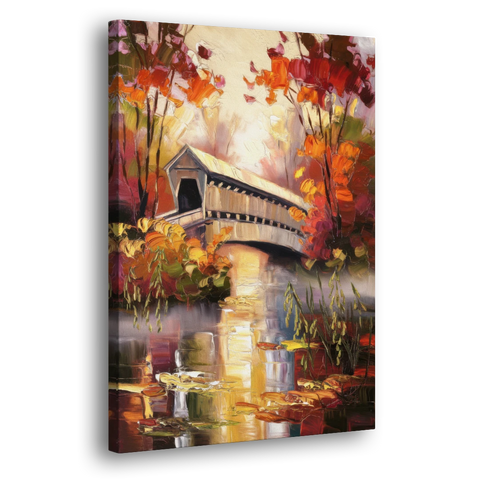 New Hope Covered Bridge Scene - Canvas Wall Art - Side