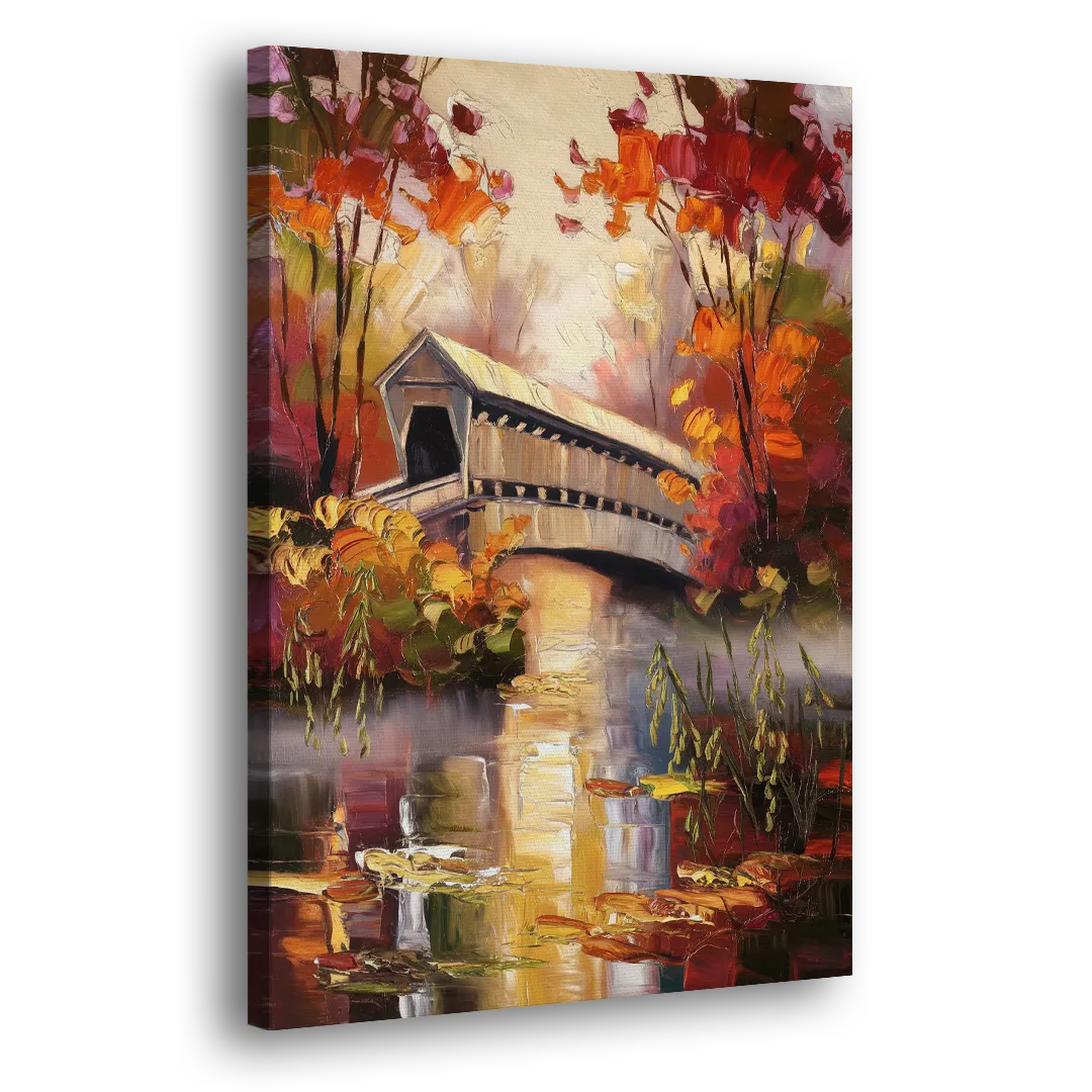 New Hope Covered Bridge Scene Side - Canvas Wall Art