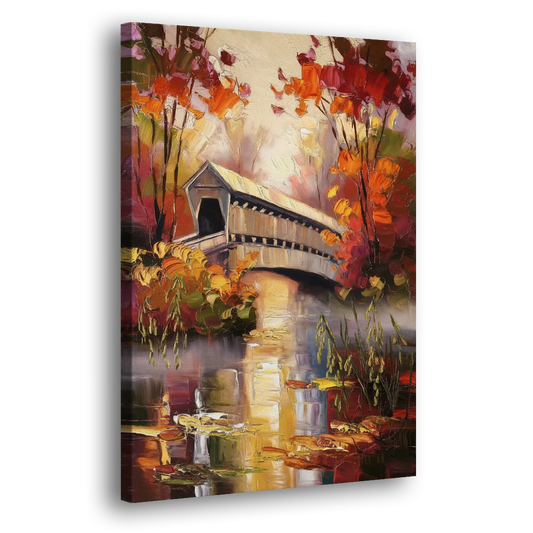 New Hope Covered Bridge Scene Side - Canvas Wall Art