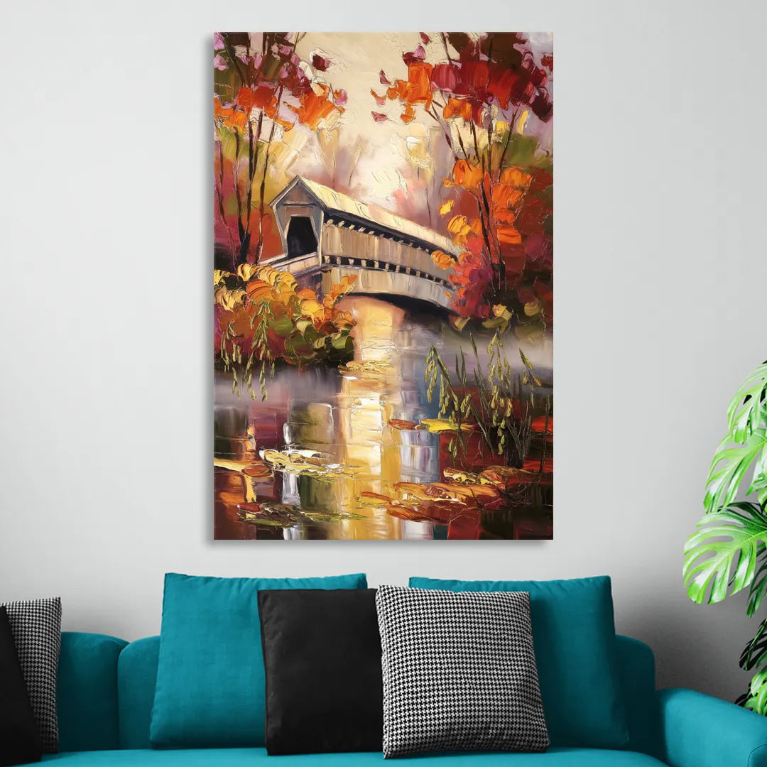 New Hope Covered Bridge Scene Sitting Room - Canvas Wall Art