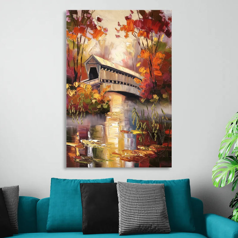 New Hope Covered Bridge Scene Sitting Room - Canvas Wall Art