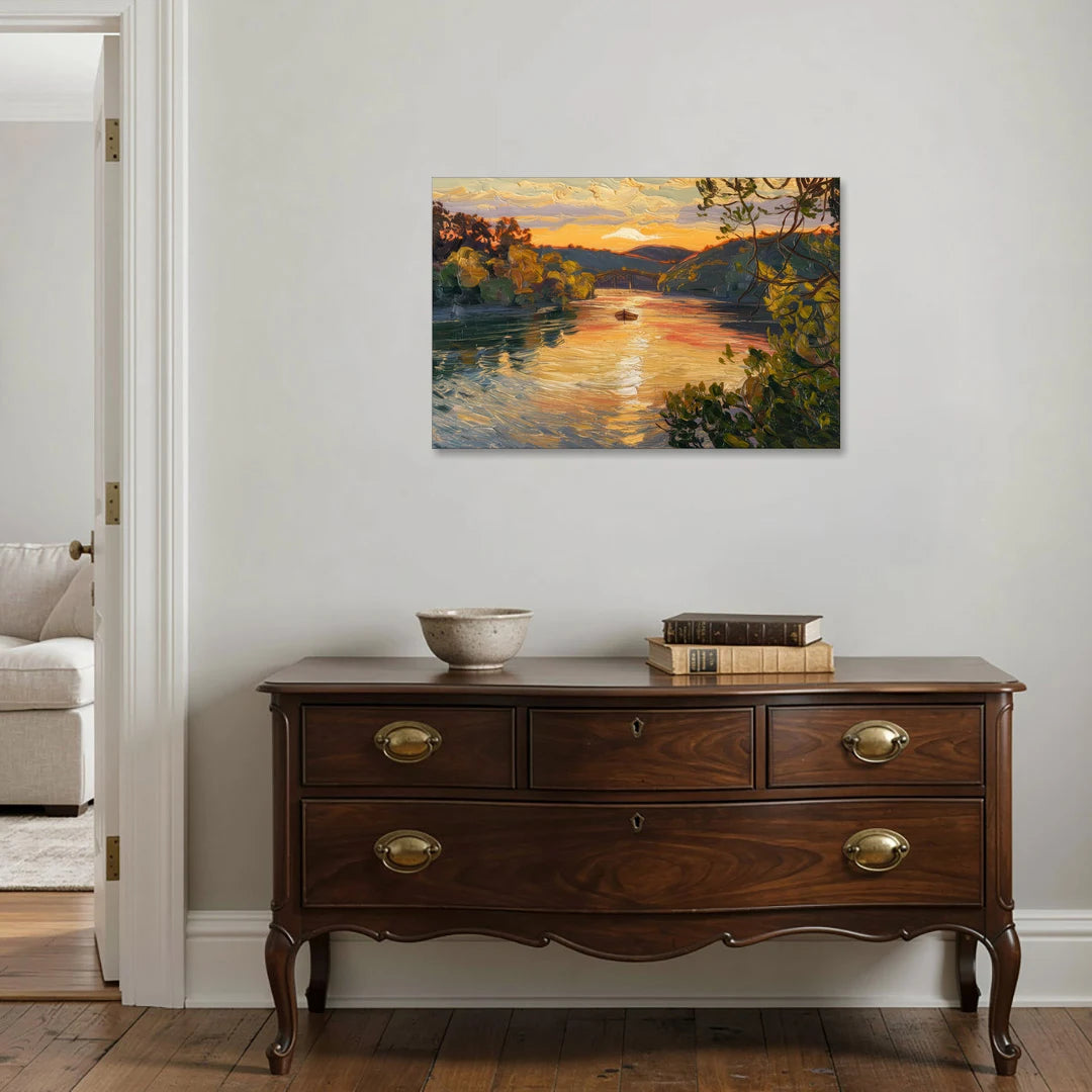 New Hope Delaware River Sunset - Canvas Wall Art - Coffee Table - 36x24