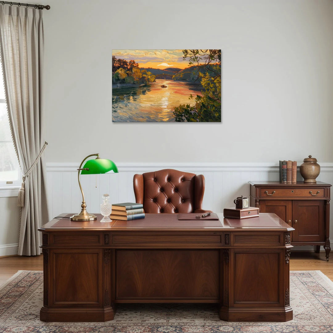 New Hope Delaware River Sunset - Canvas Wall Art - Office - 36x24