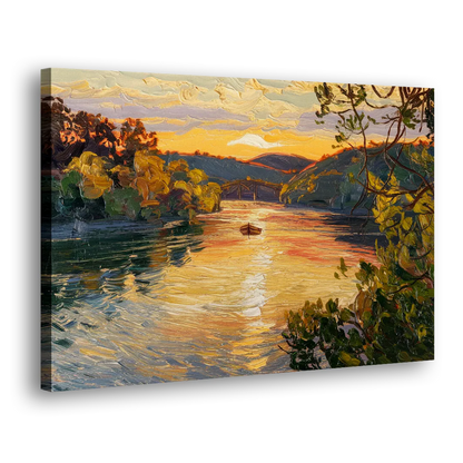 New Hope Delaware River Sunset Side - Canvas Wall Art