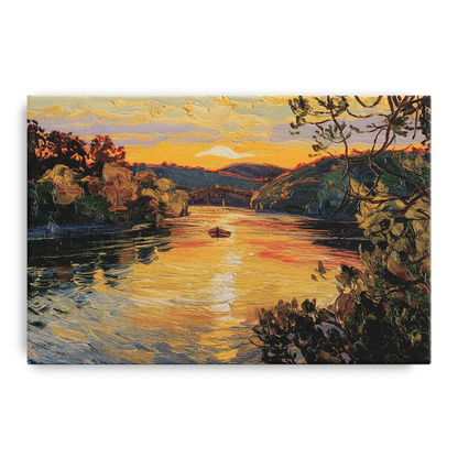 New Hope Delaware River Sunset Front - Canvas Wall Art