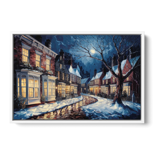 New Hope Historic Downtown - White Framed Canvas Wall Art - Front