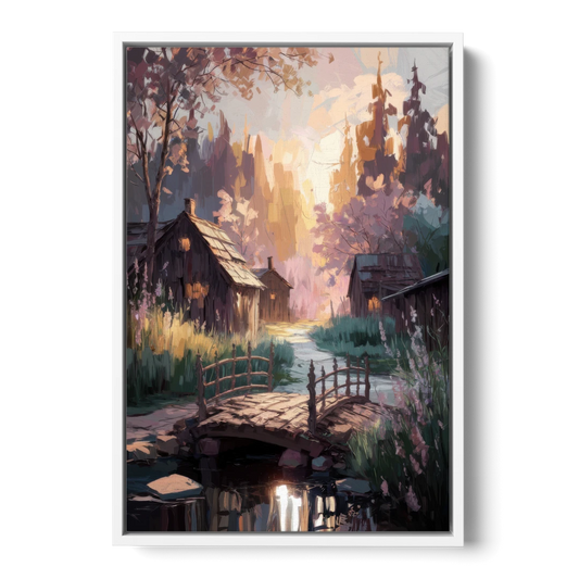 New Hope Rustic Charm - White Framed Canvas Wall Art - Front
