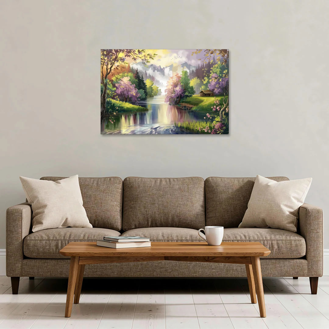 New Hope Scenic River Views - Canvas Wall Art - Sofa - 36x24