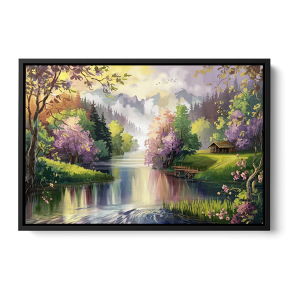 New Hope Scenic River Views Front - Black Canvas Wall Art