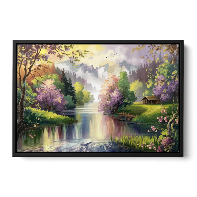 New Hope Scenic River Views Front - Black Canvas Wall Art