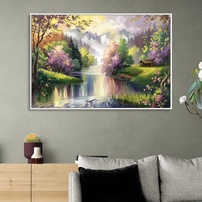 New Hope Scenic River Views Living Room - White Canvas Wall Art