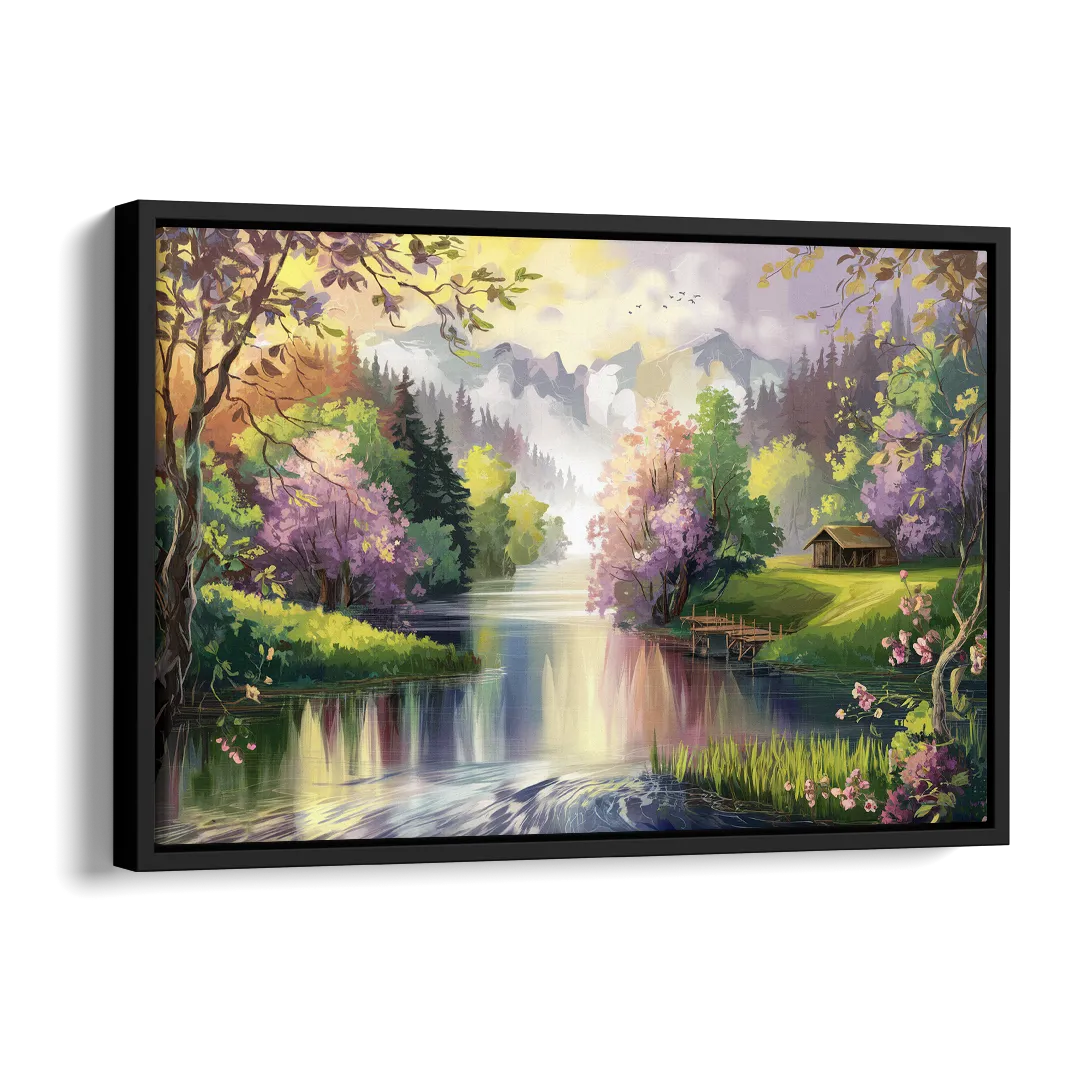 New Hope Scenic River Views Side - Black Canvas Wall Art