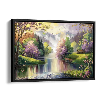 New Hope Scenic River Views Side - Black Canvas Wall Art