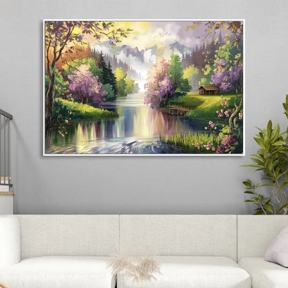 New Hope Scenic River Views Sitting Room - White Canvas Wall Art