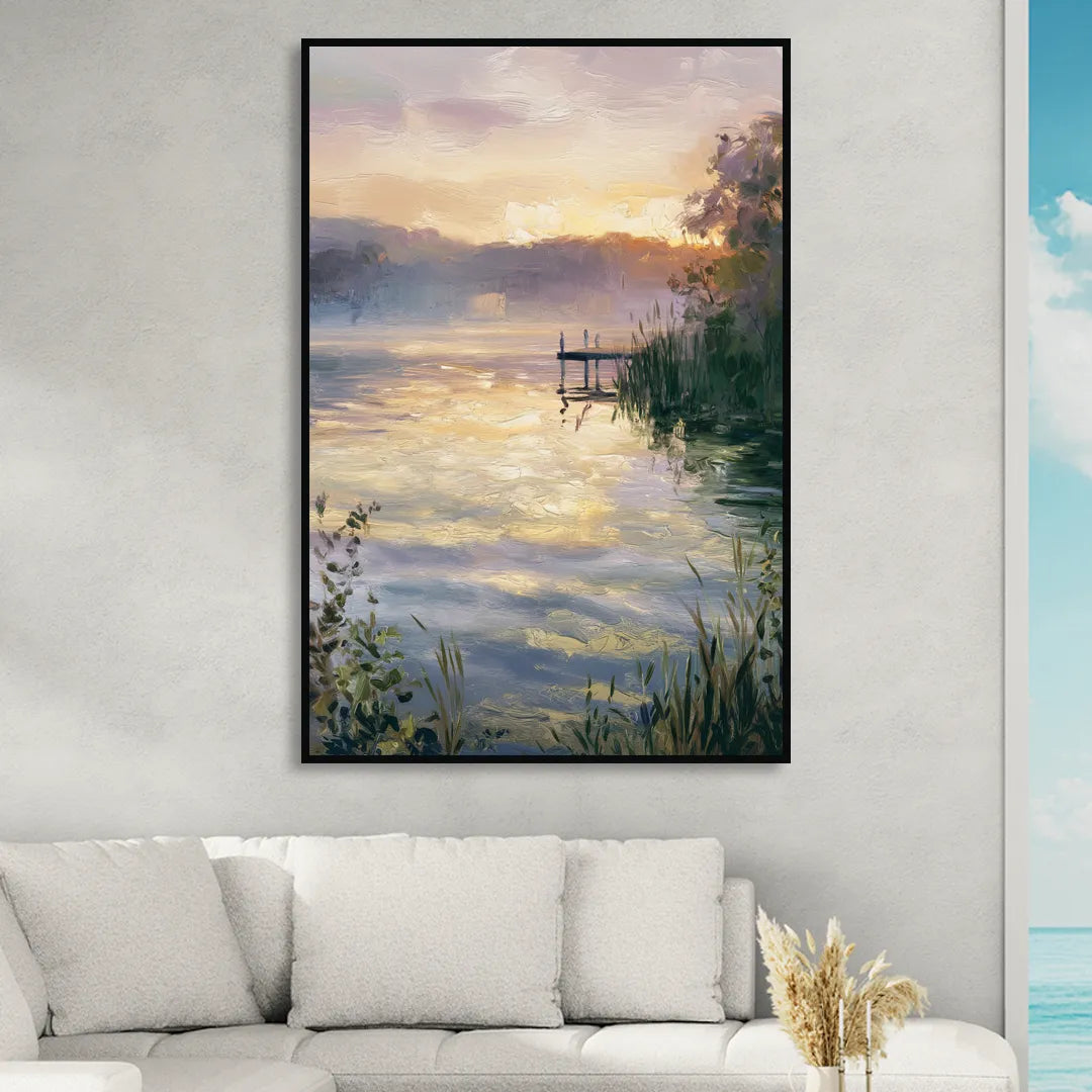 New Hope Waterfront Serenity Sitting Room - Black Canvas Wall Art
