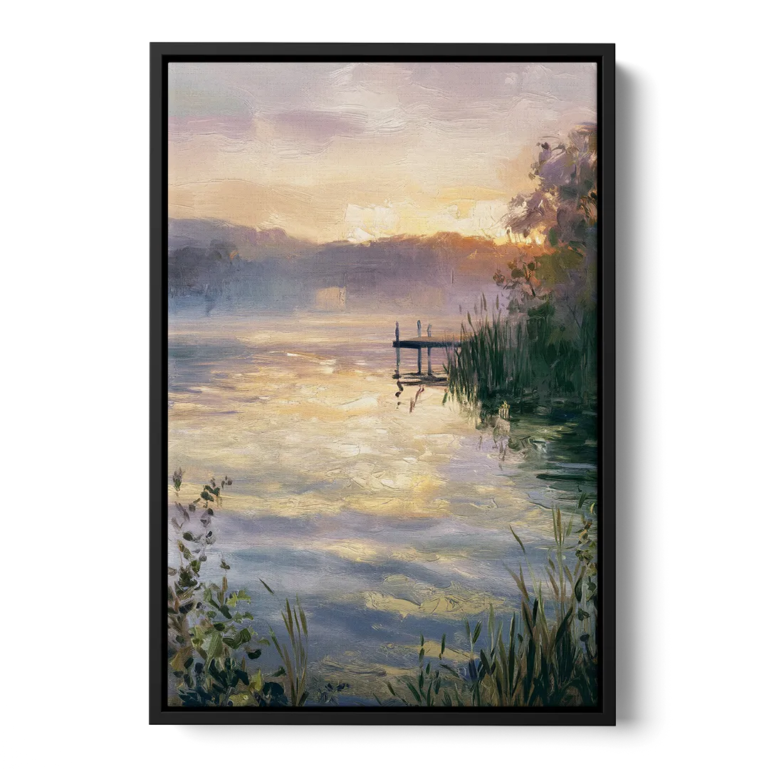 New Hope Waterfront Serenity Front - Black Canvas Wall Art
