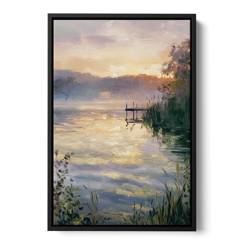 New Hope Waterfront Serenity Front - Black Canvas Wall Art