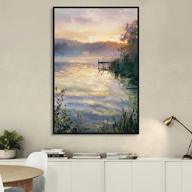 New Hope Waterfront Serenity Living Room - Black Canvas Wall Art