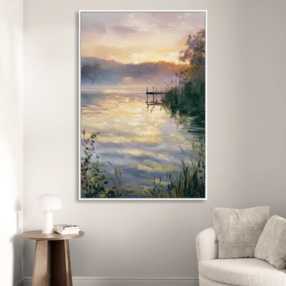 New Hope Waterfront Serenity Living Room - White Canvas Wall Art