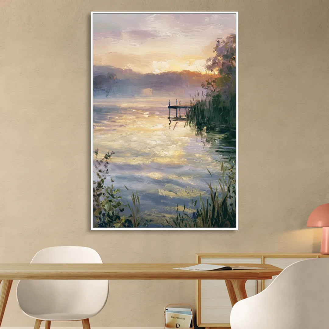 New Hope Waterfront Serenity Sitting Room - White Canvas Wall Art
